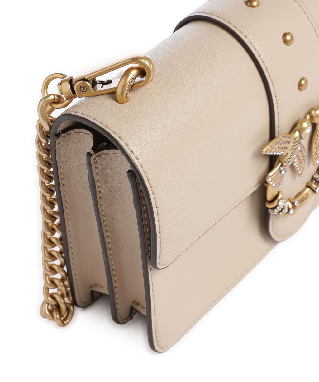 Pinko Love One Mini New Buckle Crossbody bag beige/grigio fumo/antique gold