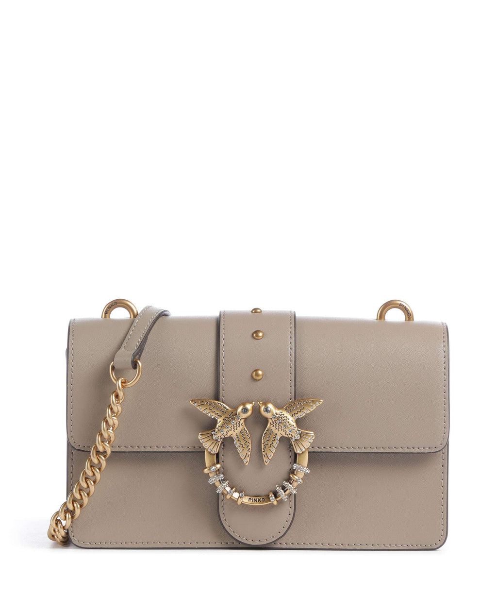Pinko Love One Mini New Buckle Crossbody bag grigio talpa/antique gold