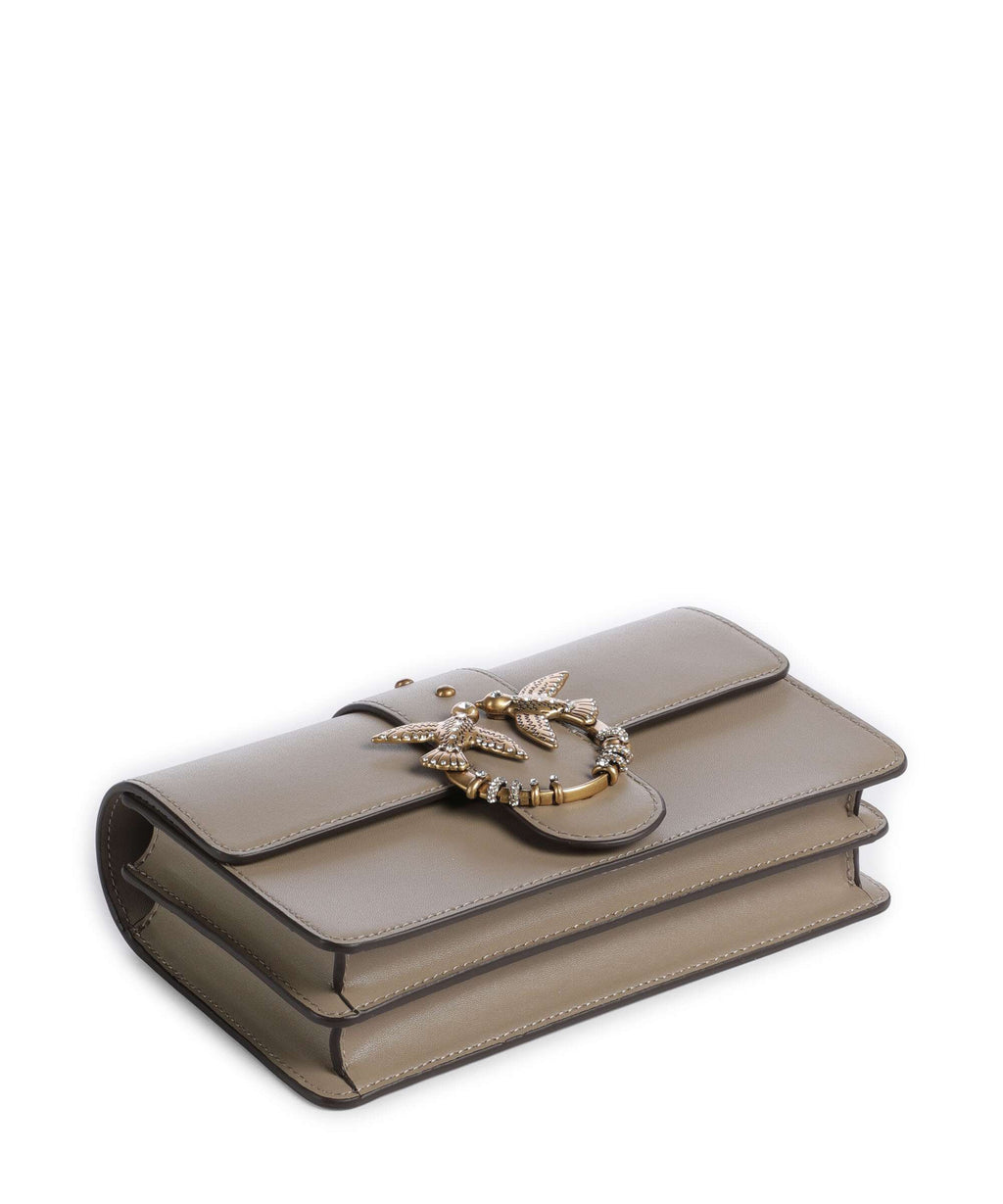 Pinko Love One Mini New Buckle Crossbody bag grigio talpa/antique gold