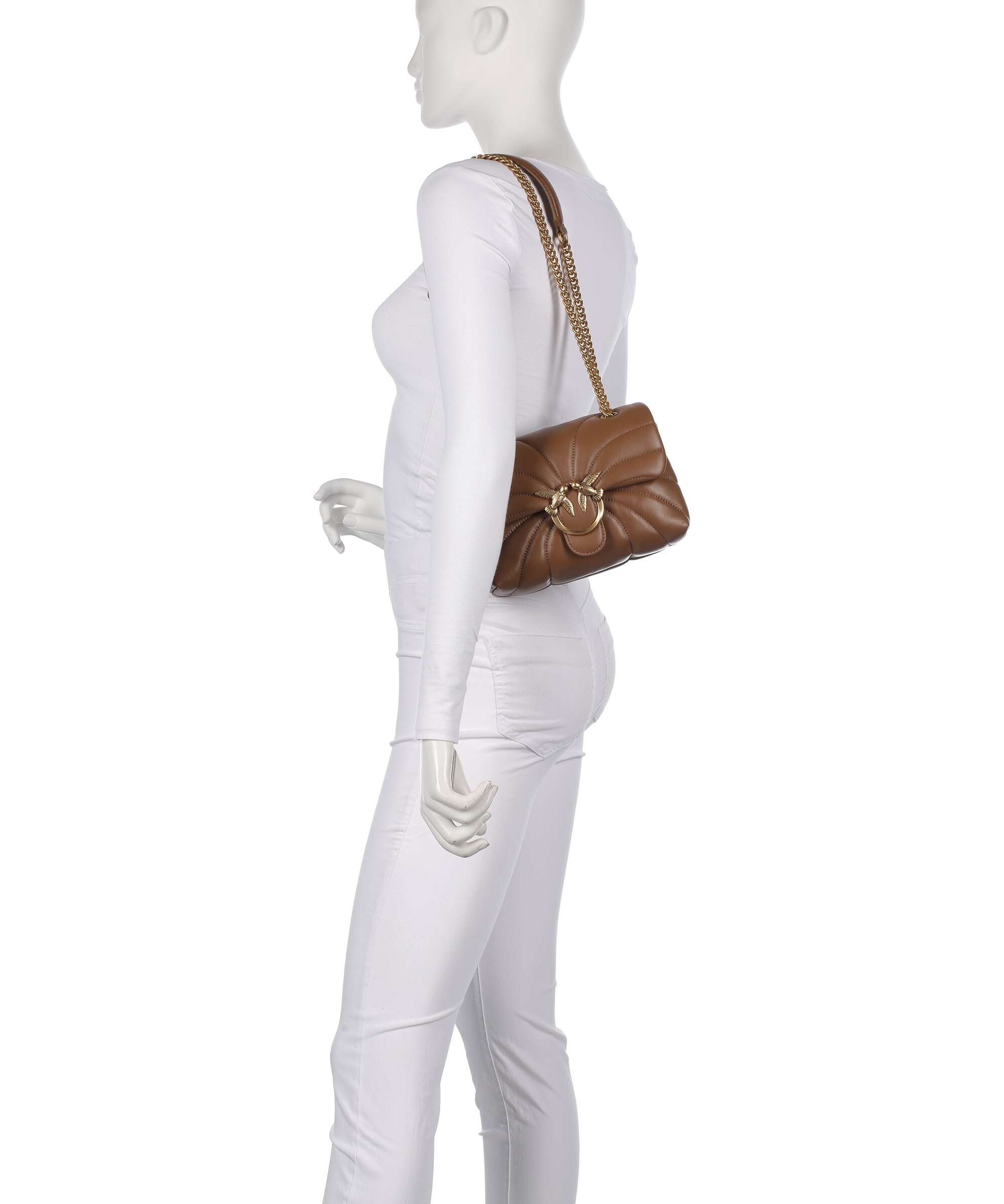 Pinko Love Puff Mini Shoulder bag marrone cognac/antique gold