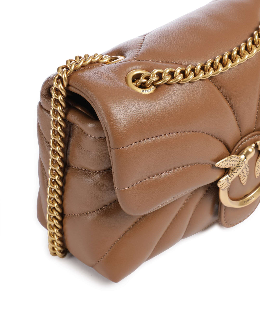 Pinko Love Puff Mini Shoulder bag marrone cognac/antique gold