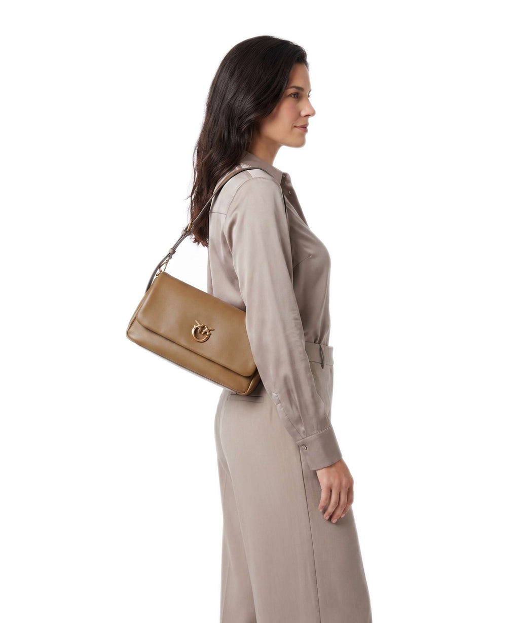 Pinko Click Soft Horizontal Shoulder bag grigio talpa/antique gold
