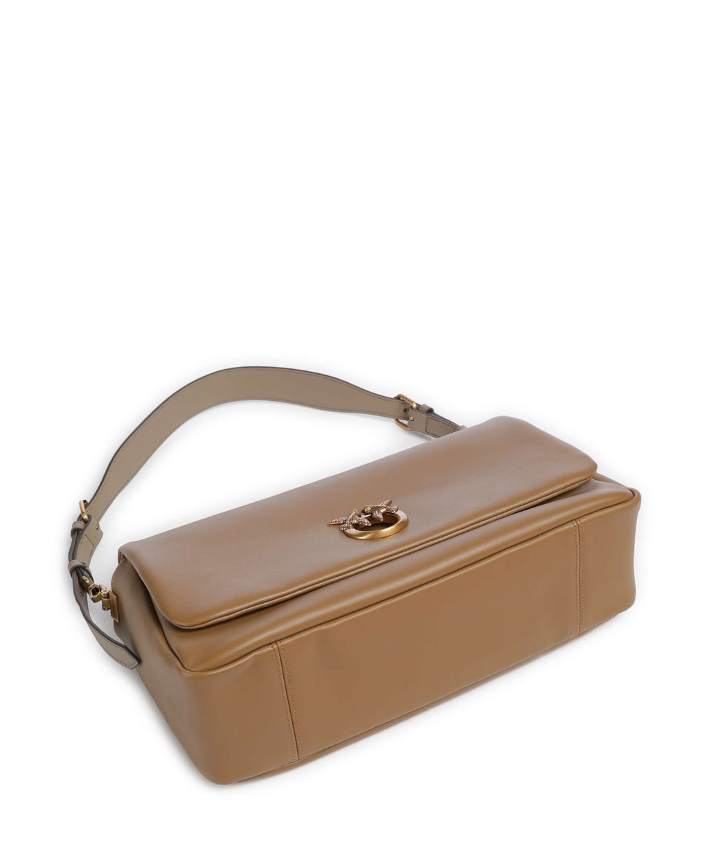 Pinko Click Soft Horizontal Shoulder bag grigio talpa/antique gold