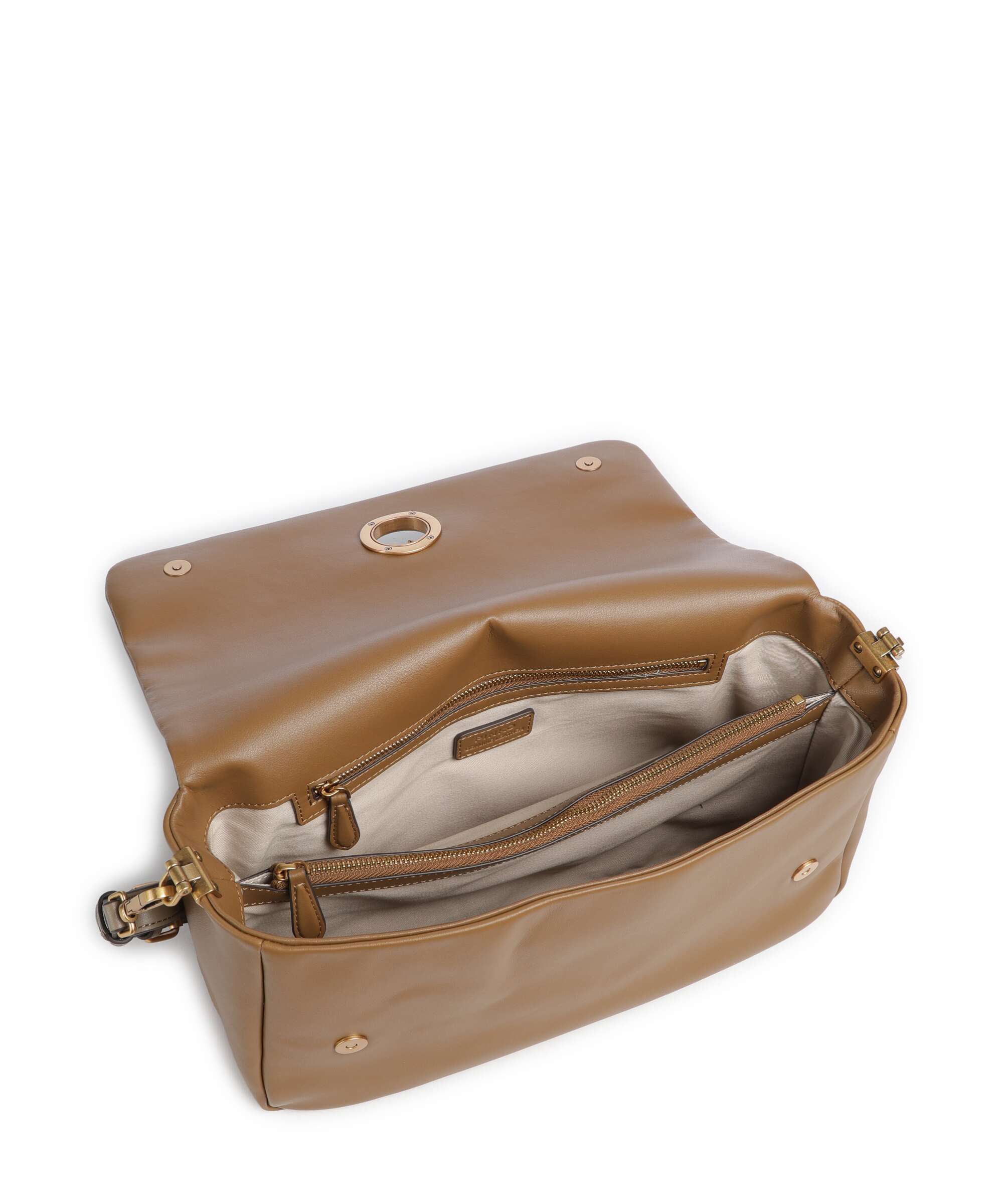 Pinko Click Soft Horizontal Shoulder bag grigio talpa/antique gold