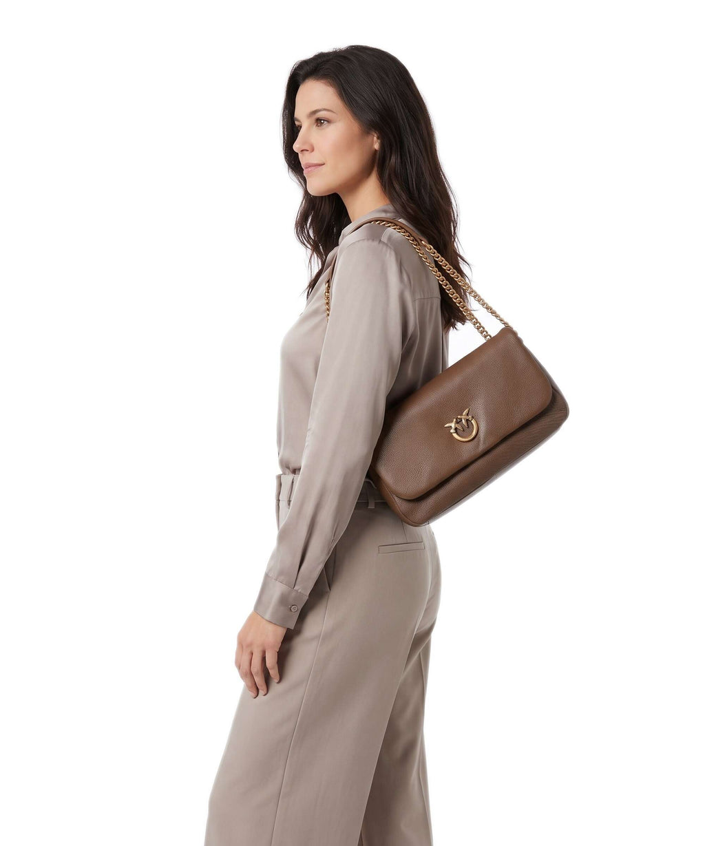 Pinko Click Soft Horizontal Chain Shoulder bag marrone cognac/antique gold
