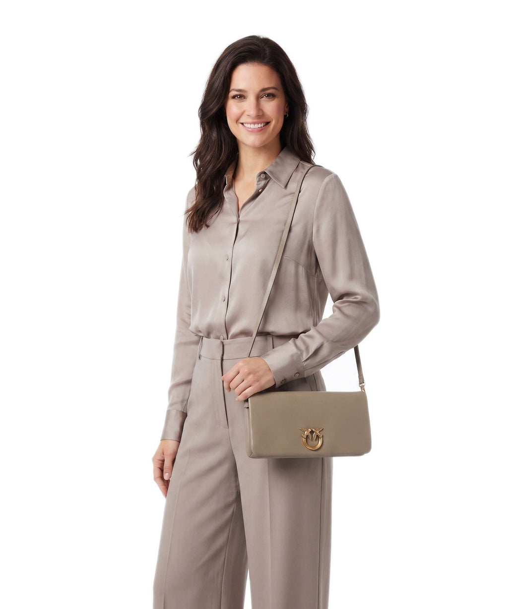 Pinko Click Soft Classic Crossbody bag grigio talpa/antique gold