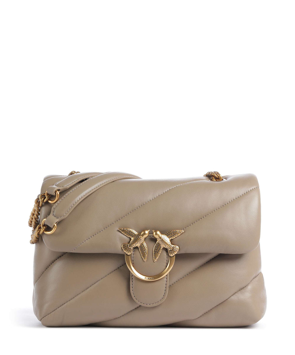 Pinko Love Puff Classic Shoulder bag grigio talpa/antique gold