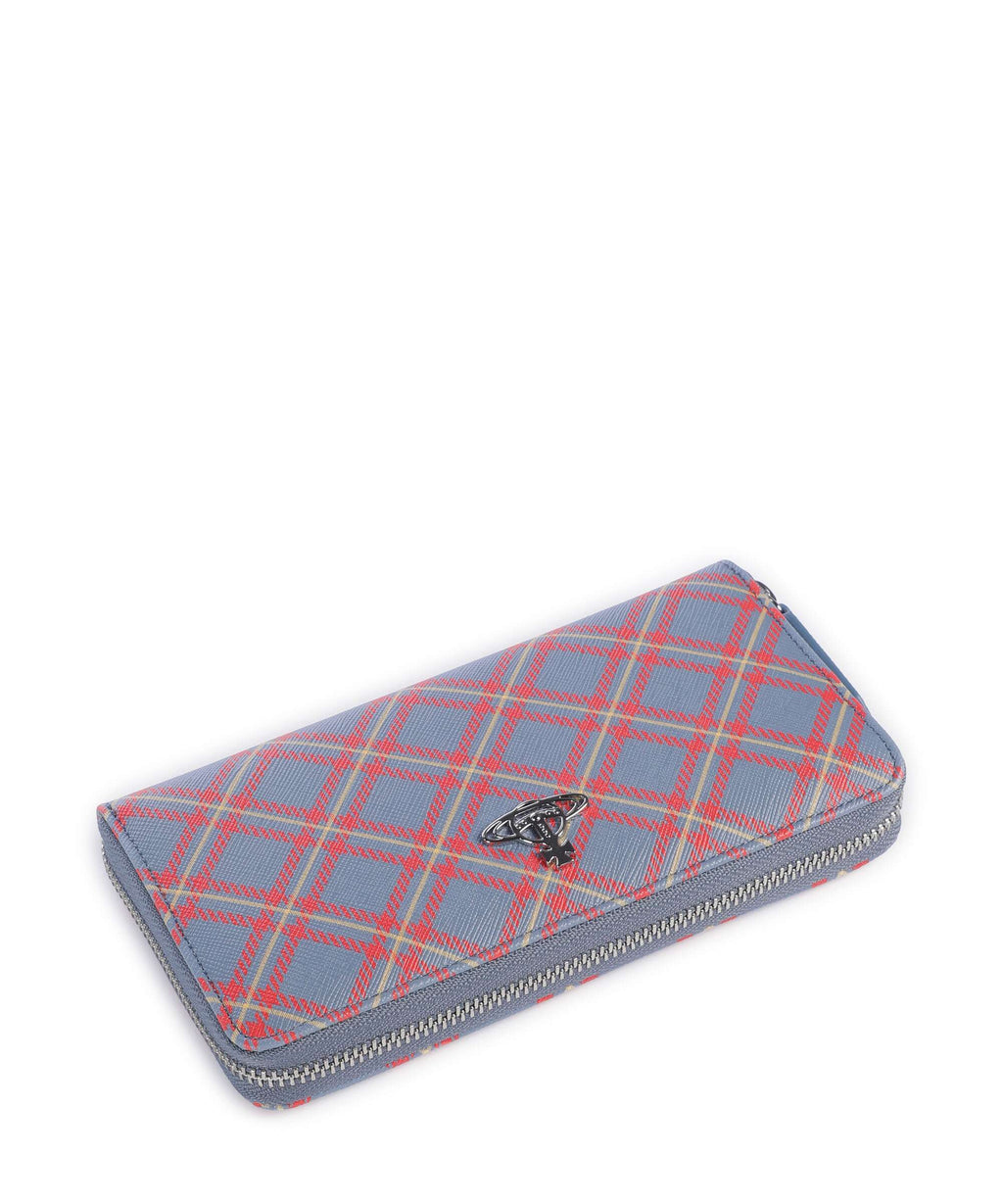 Vivienne Westwood Saffiano Printed Classic Wallet blue/orange tartan