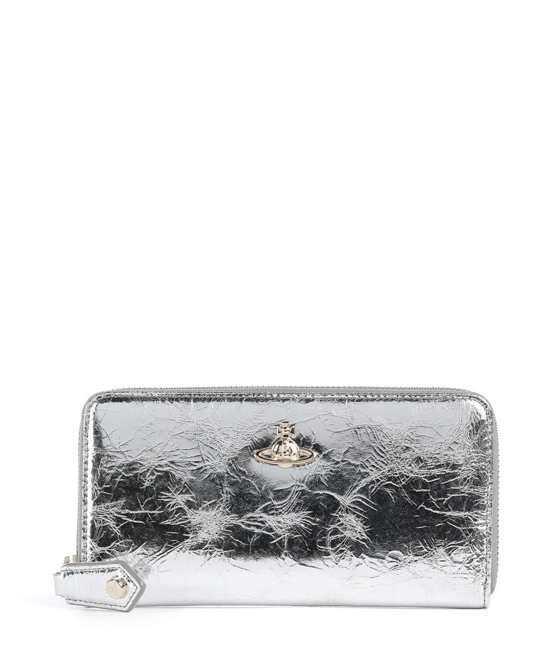 Vivienne Westwood Metallic Crinkle Classic Wallet silver