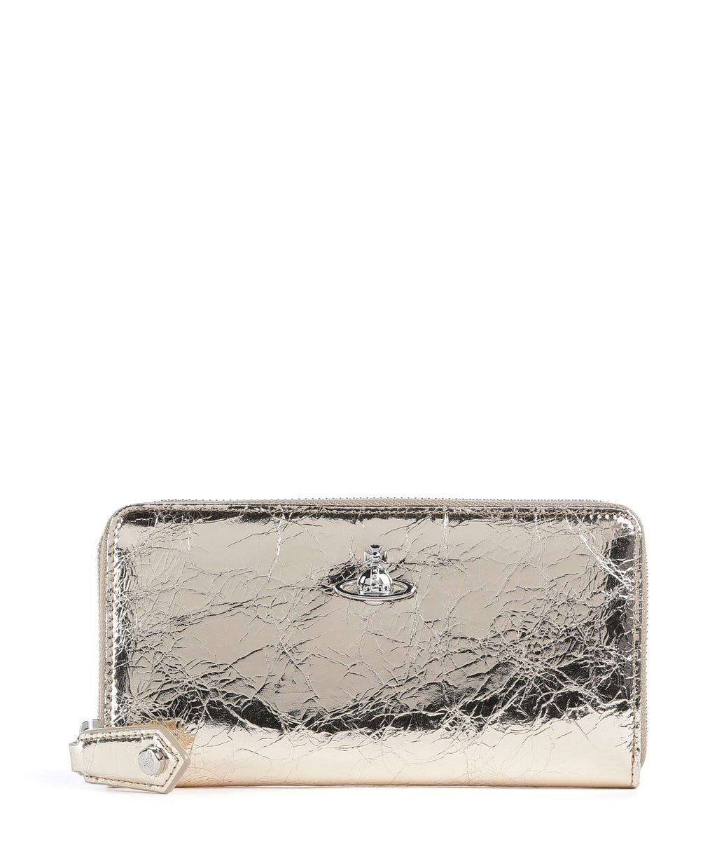 Vivienne Westwood Metallic Crinkle Classic Wallet gold