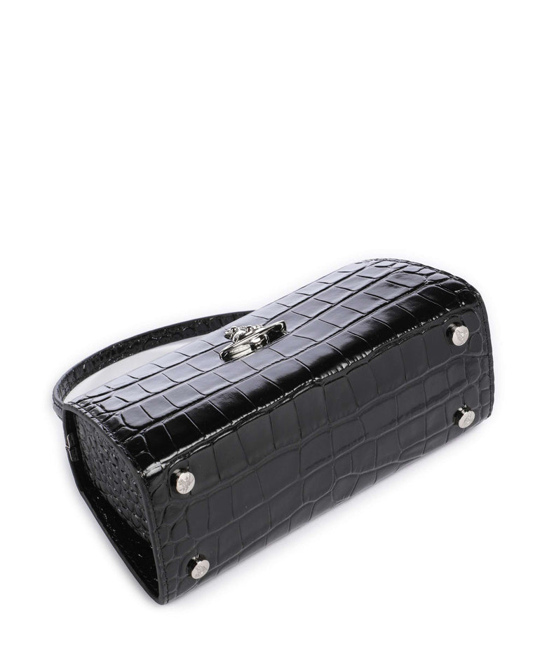 Vivienne Westwood Doll Frame Embossed Croc XL Handbag black