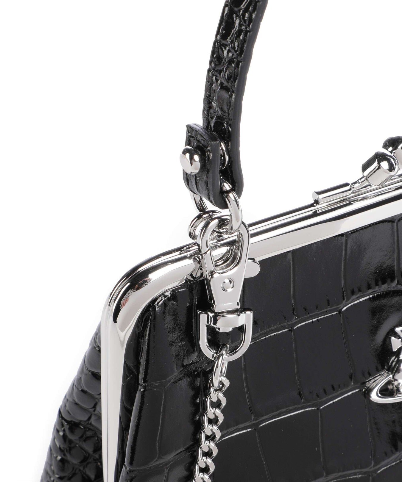 Vivienne Westwood Granny Frame Embossed Croc Handbag black