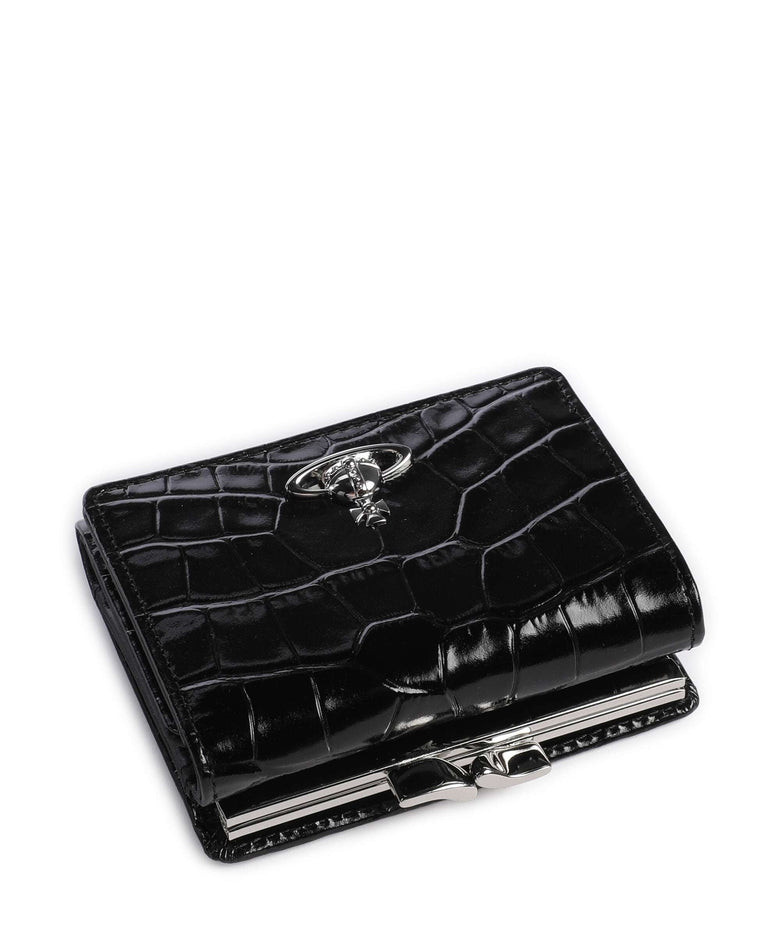 Vivienne Westwood Frame Embossed Croc Small Wallet black
