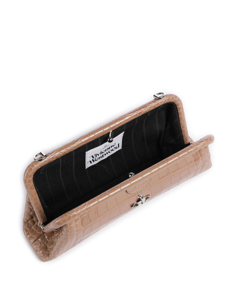 Vivienne Westwood Jane Frame Embossed Croc Shoulder bag dusty pink