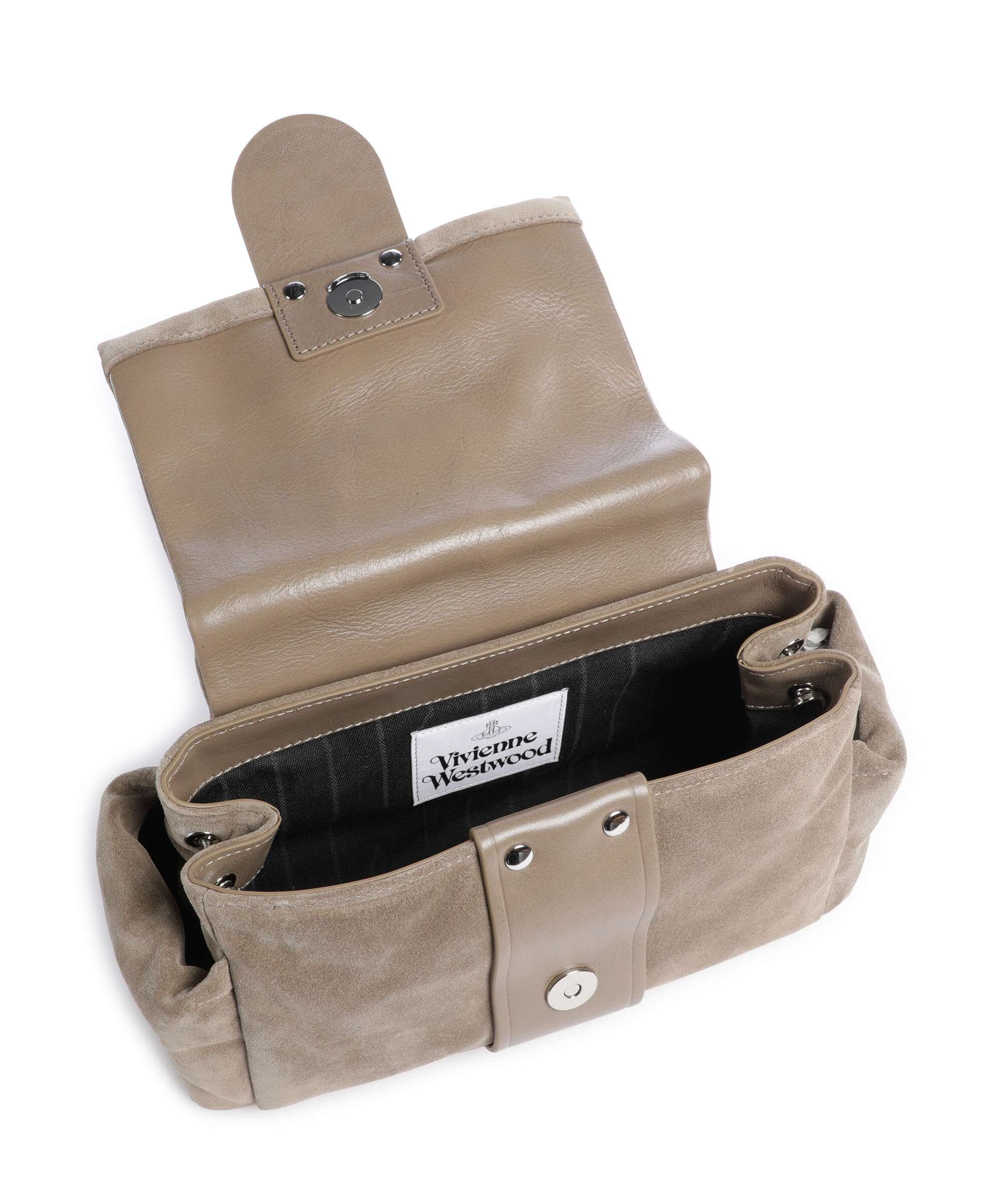 Vivienne Westwood Hazel Suede Treasure Shoulder bag stone