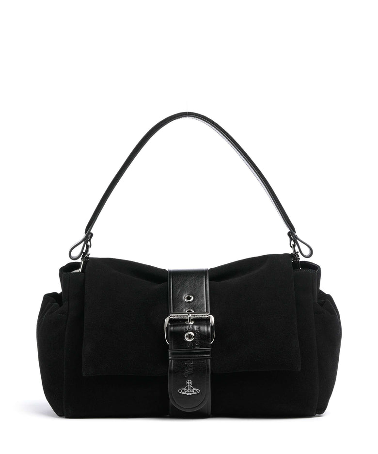 Vivienne Westwood Hazel Suede Treasure XL Shoulder bag black