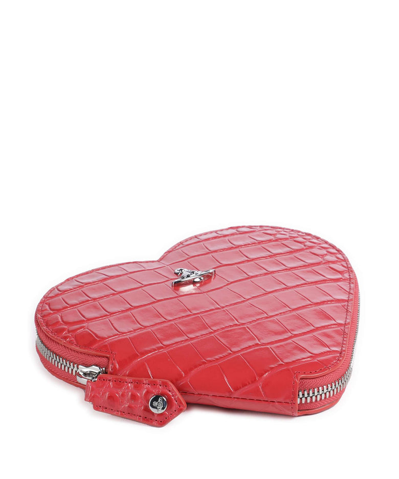 Vivienne Westwood Heart Embossed Croc Crossbody bag coral