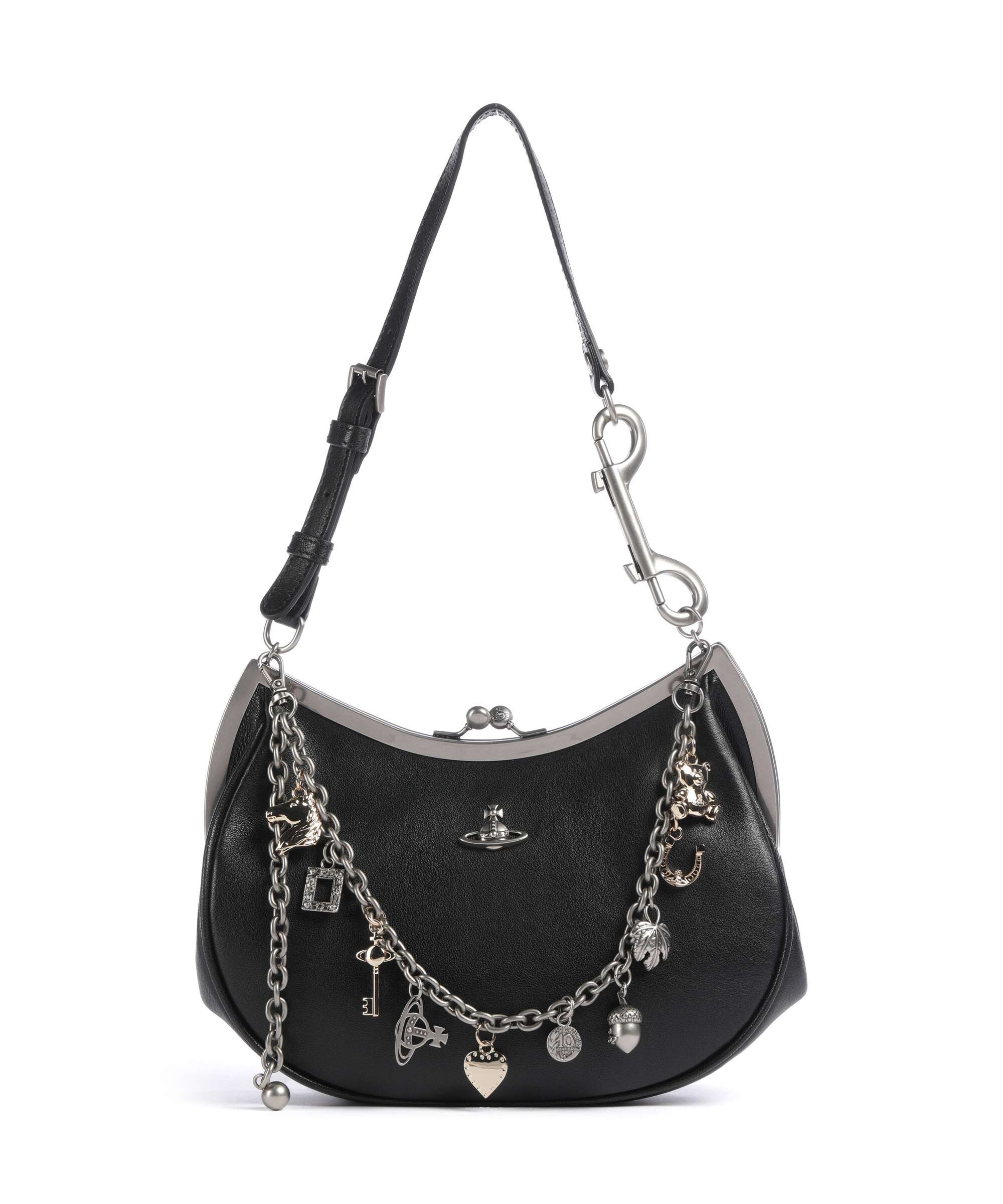 Vivienne Westwood Charm Frame Supple Shoulder bag black/dark silver