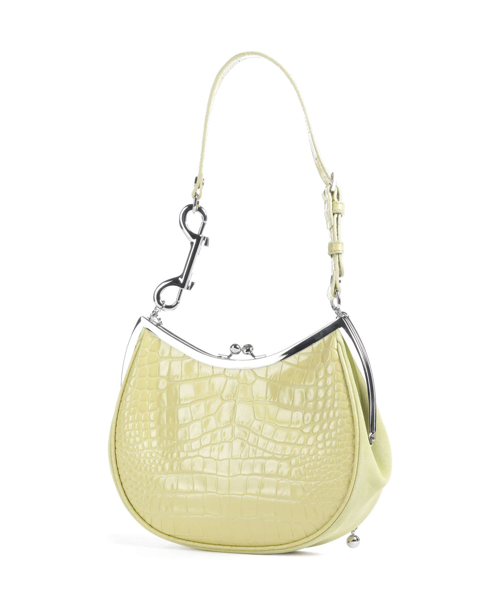 Vivienne Westwood Charm Frame Embossed Croc Shoulder bag lime green