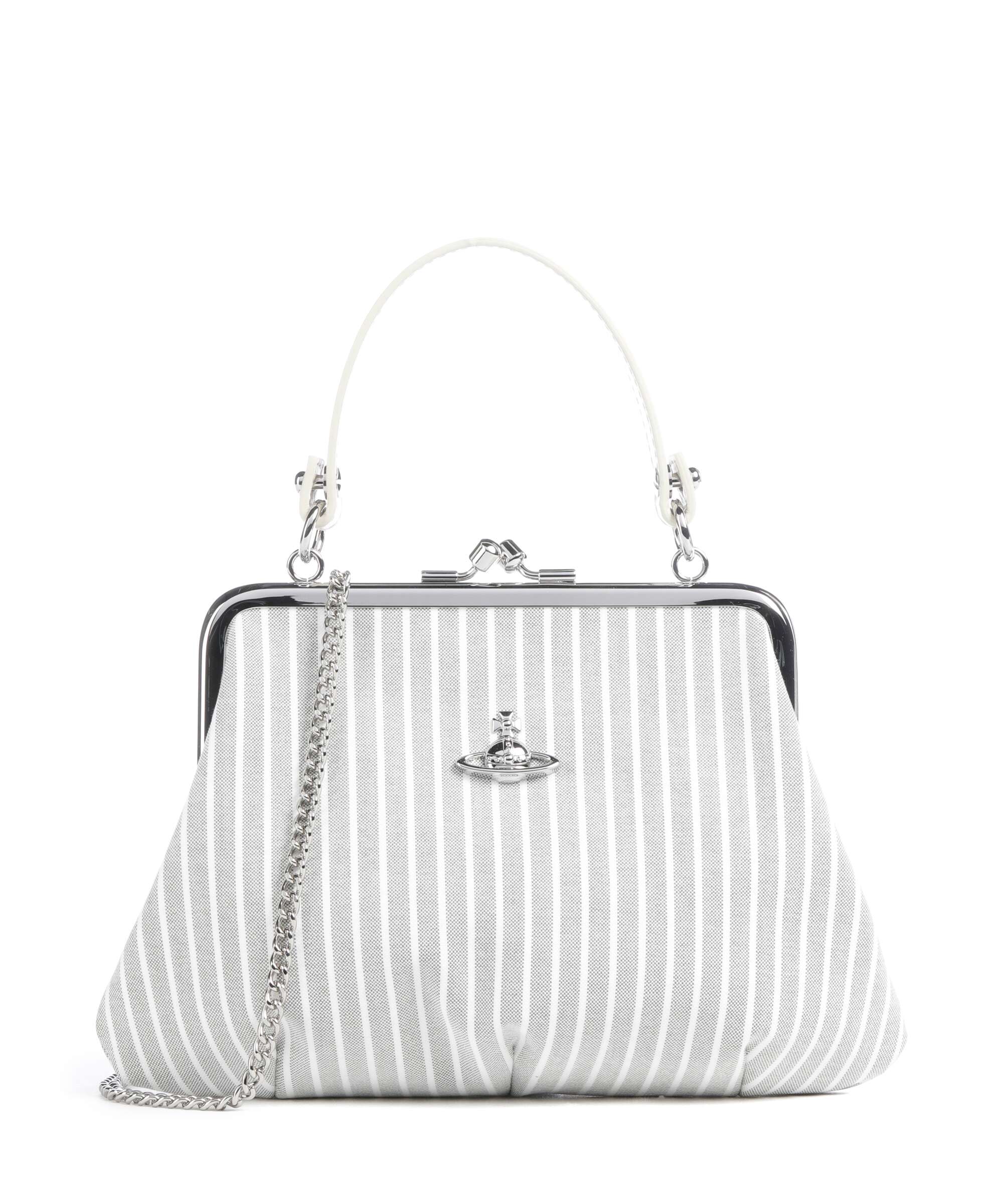 Vivienne Westwood Granny Frame Classic Oxford Shirt Handbag thyme stripe