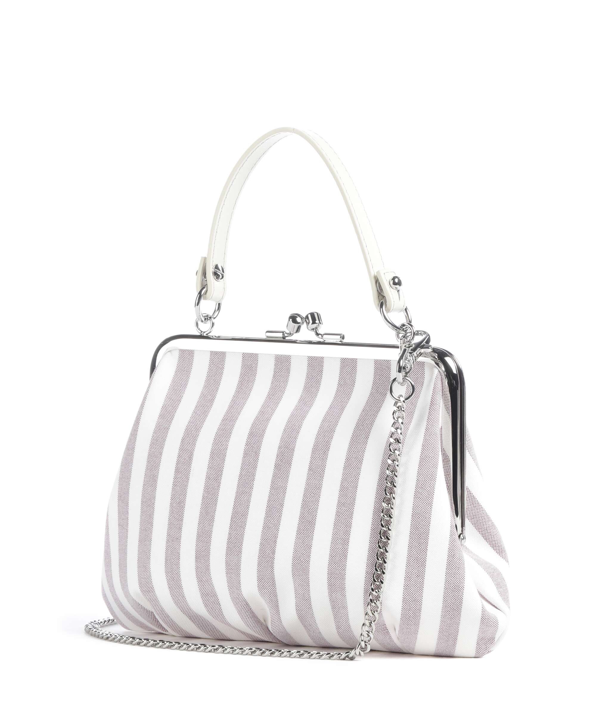Vivienne Westwood Granny Frame Classic Oxford Shirt Handbag burgundy stripe