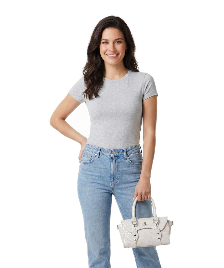 Vivienne Westwood Bettina Embossed Croc Mini Handbag pearl white