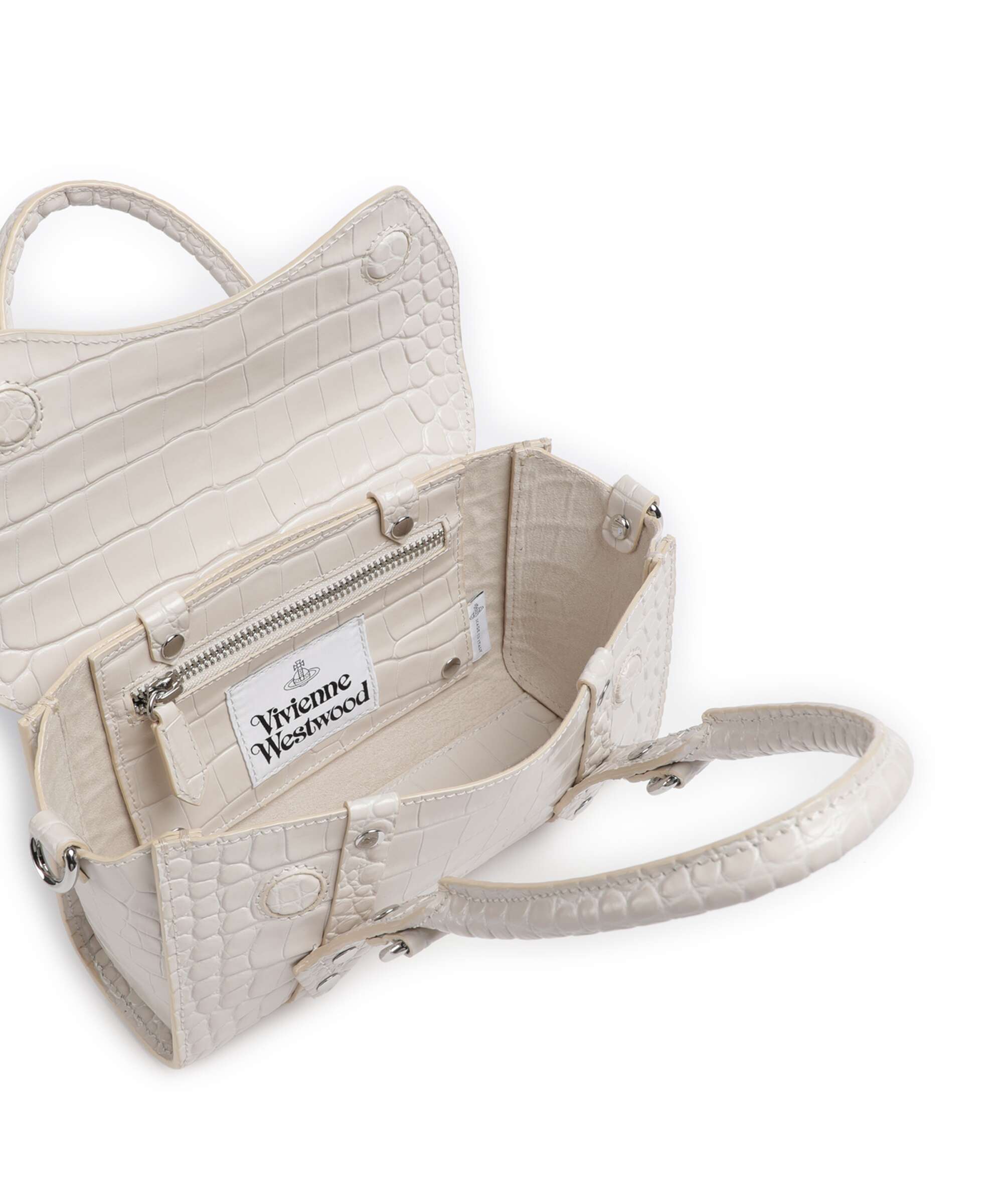 Vivienne Westwood Bettina Embossed Croc Mini Handbag pearl white