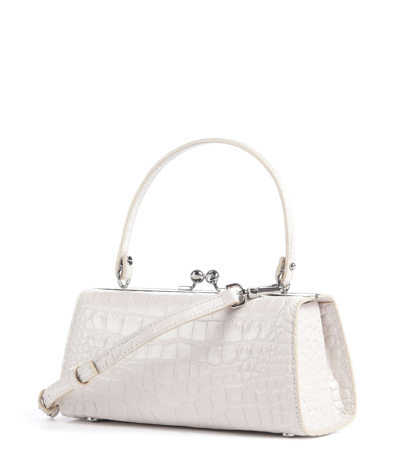 Vivienne Westwood Doll Frame Embossed Croc XL Handbag pearl white