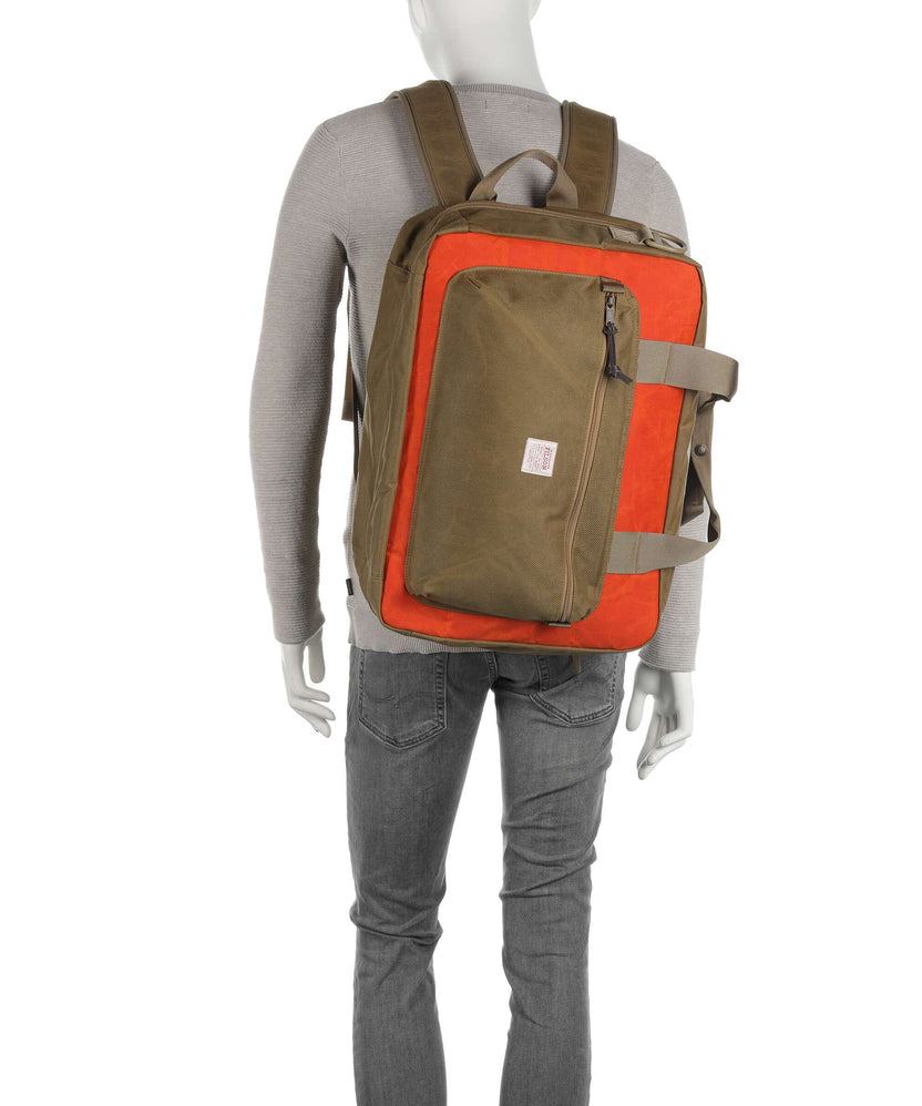 Filson Cordura Nylon Surveyor Pullmann Pack Backpack bag dark tan/flame