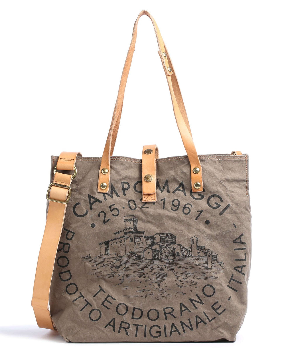 Campomaggi Tote bag verde militare/naturale/nera
