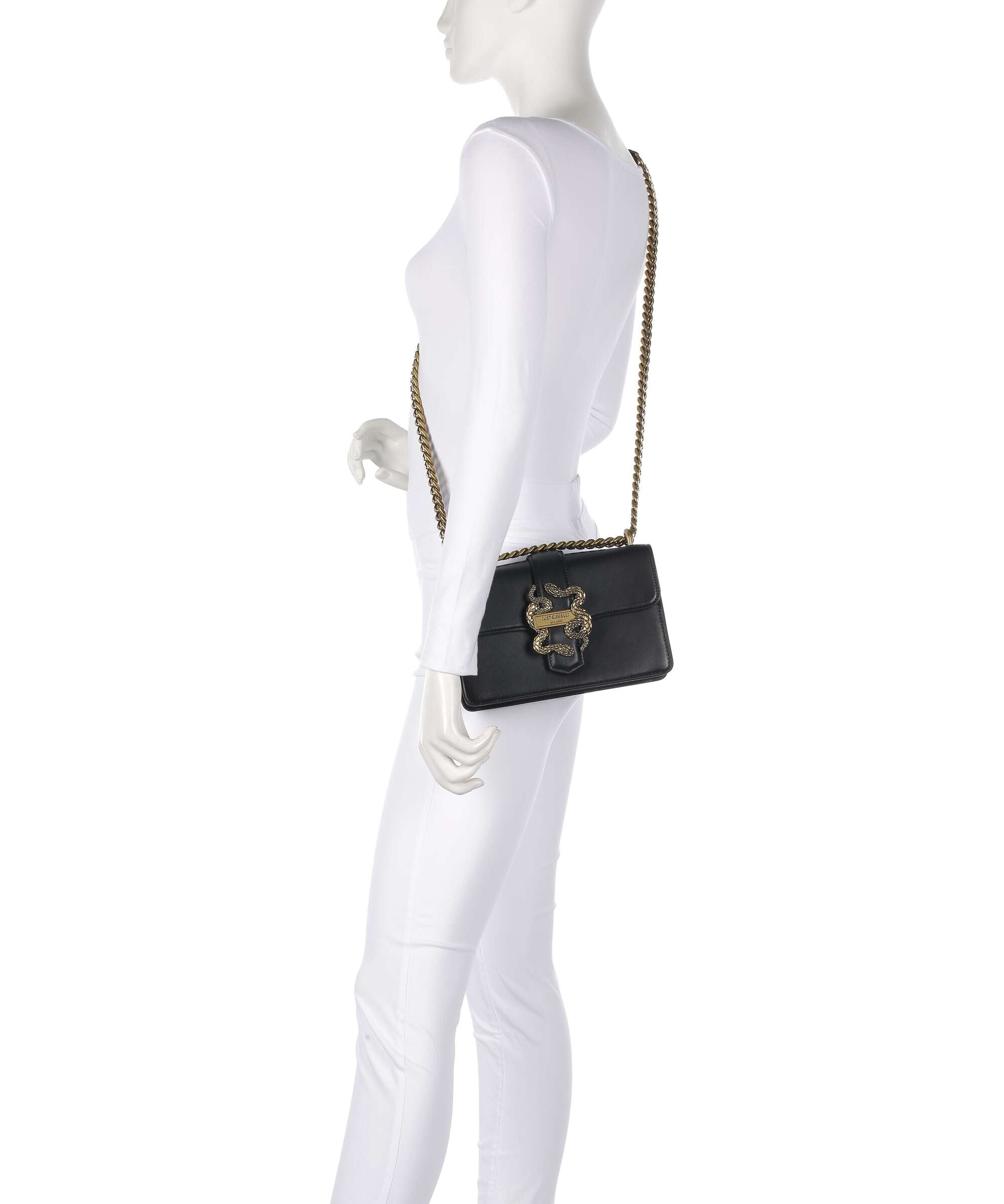 Just Cavalli Iconic Snakes Shoulder bag black