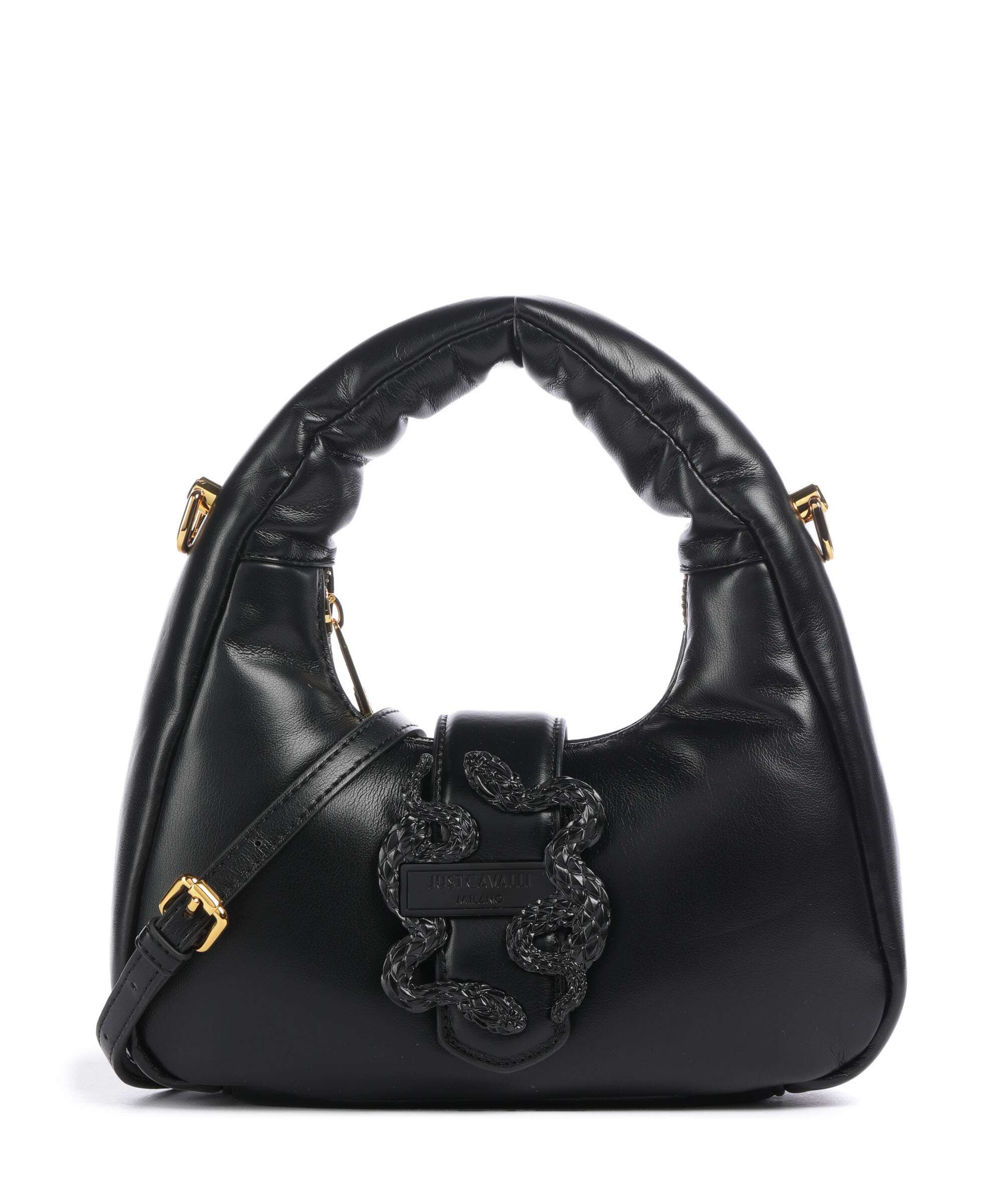 Just Cavalli Iconic Snakes Puffy Handbag black