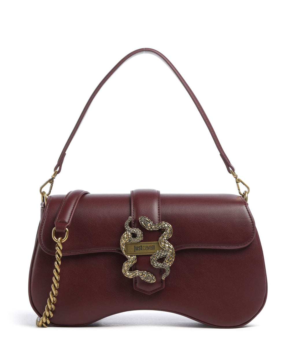 Just Cavalli Iconic Snakes Shoulder bag cordovan