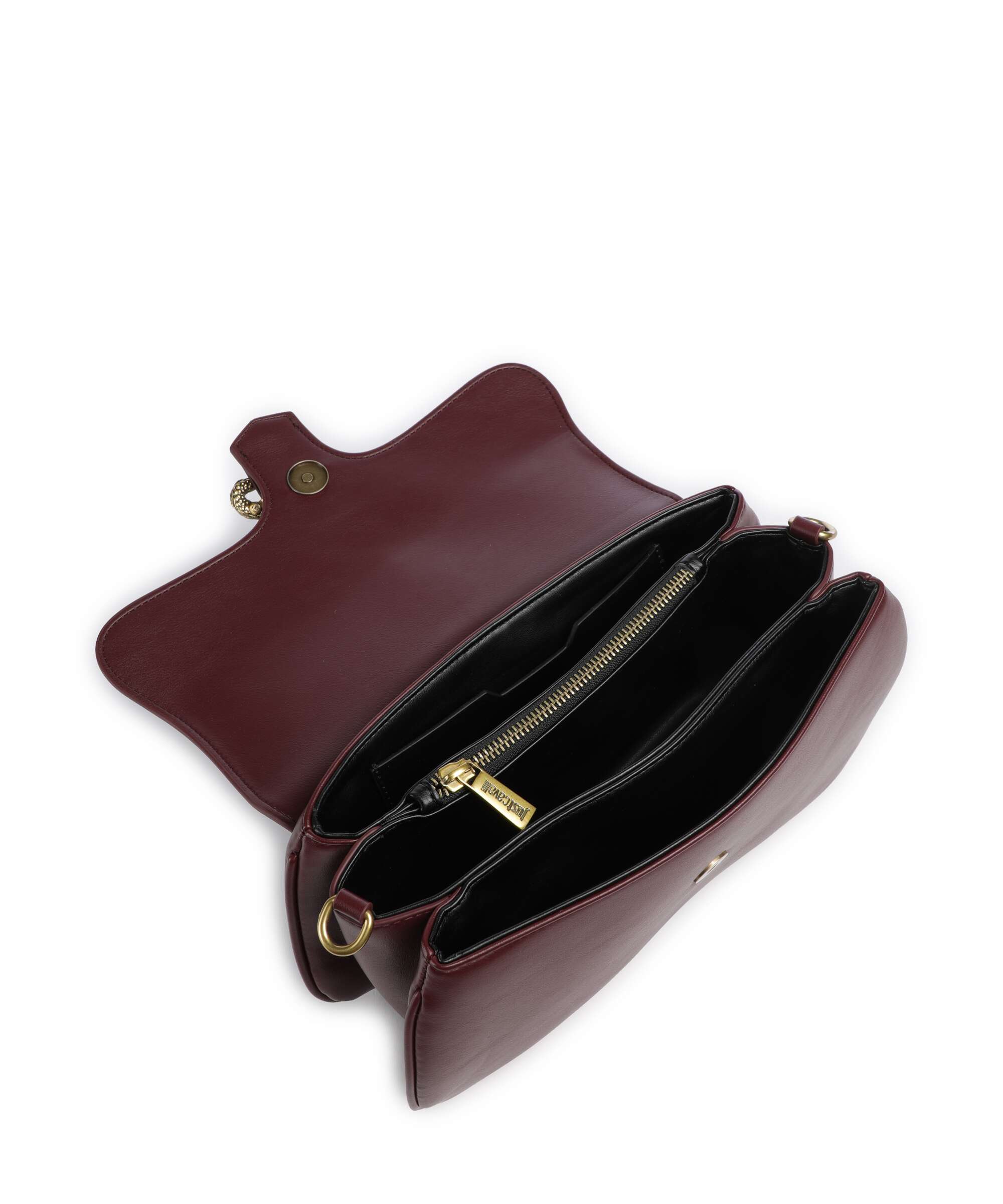 Just Cavalli Iconic Snakes Shoulder bag cordovan