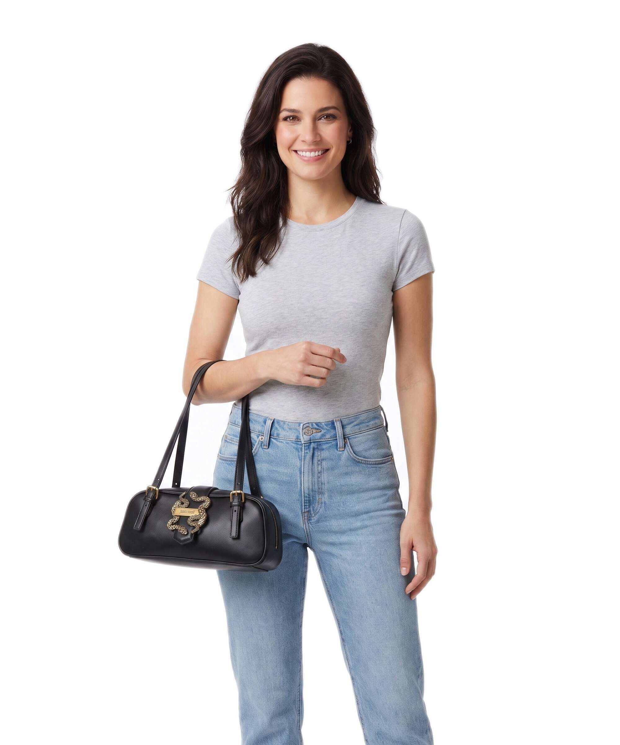 Just Cavalli Iconic Snakes Shoulder bag black