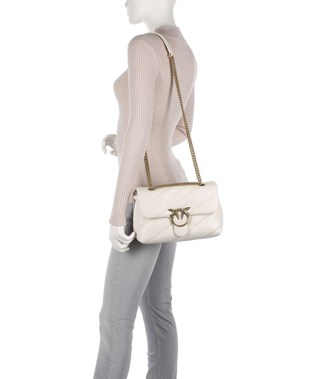 Pinko Love Puff Classic Shoulder bag bianco seta/antique gold