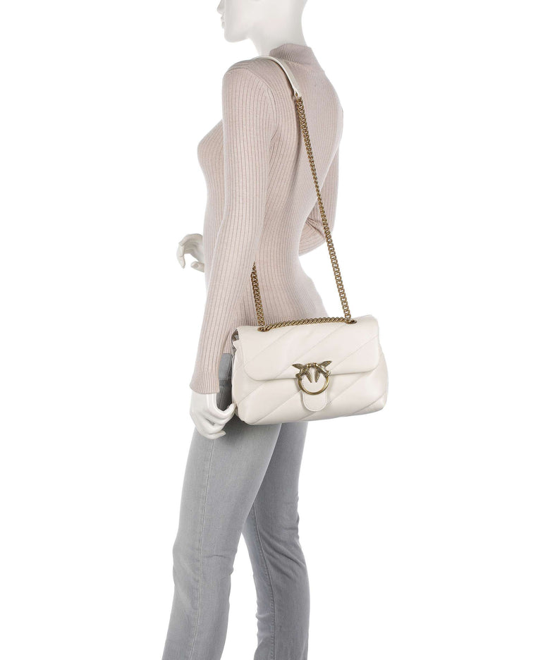 Pinko Love Puff Classic Shoulder bag bianco seta/antique gold