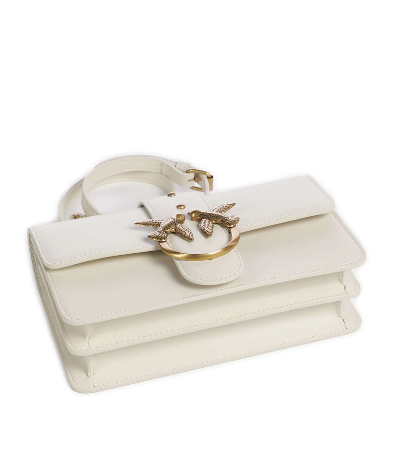Pinko Love One Mini Crossbody bag bianco seta/antique gold
