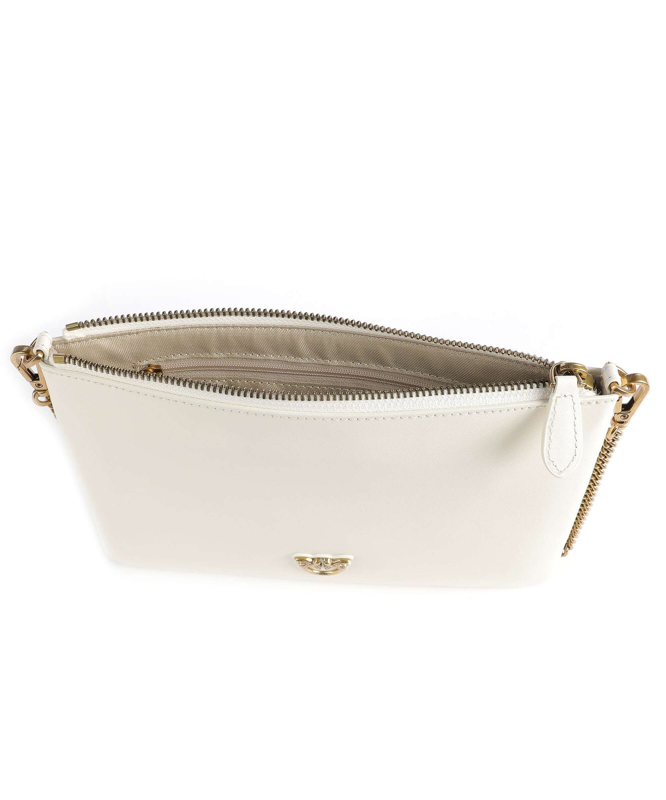 Pinko Flat Classic Crossbody bag bianco seta/antique gold