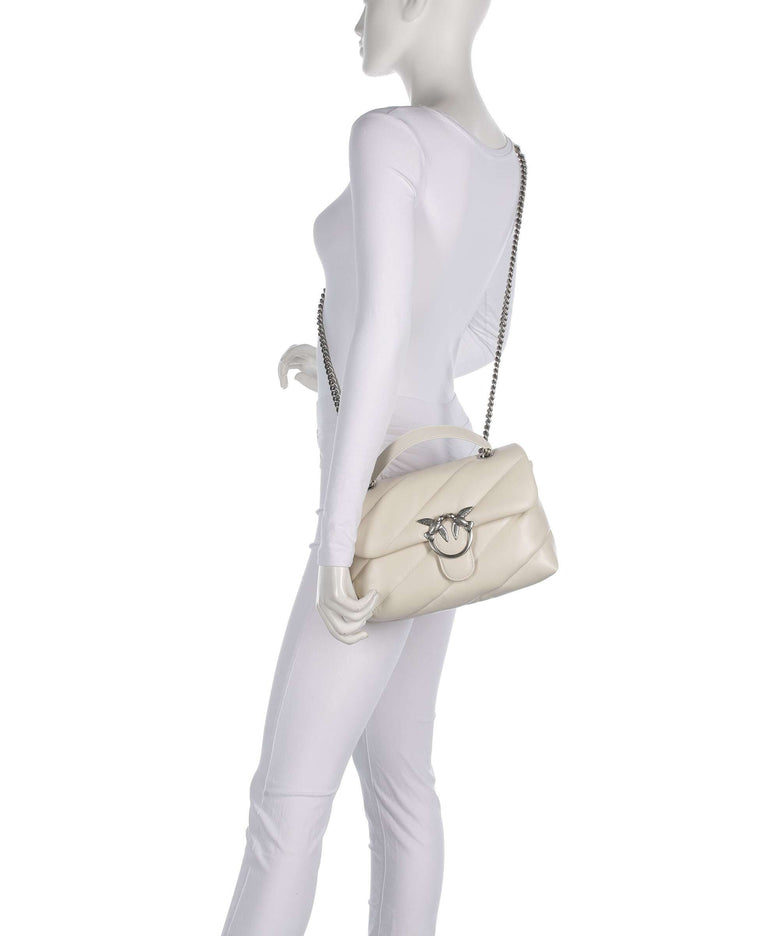 Pinko Love Puff Classic Shoulder bag bianco seta/old silver