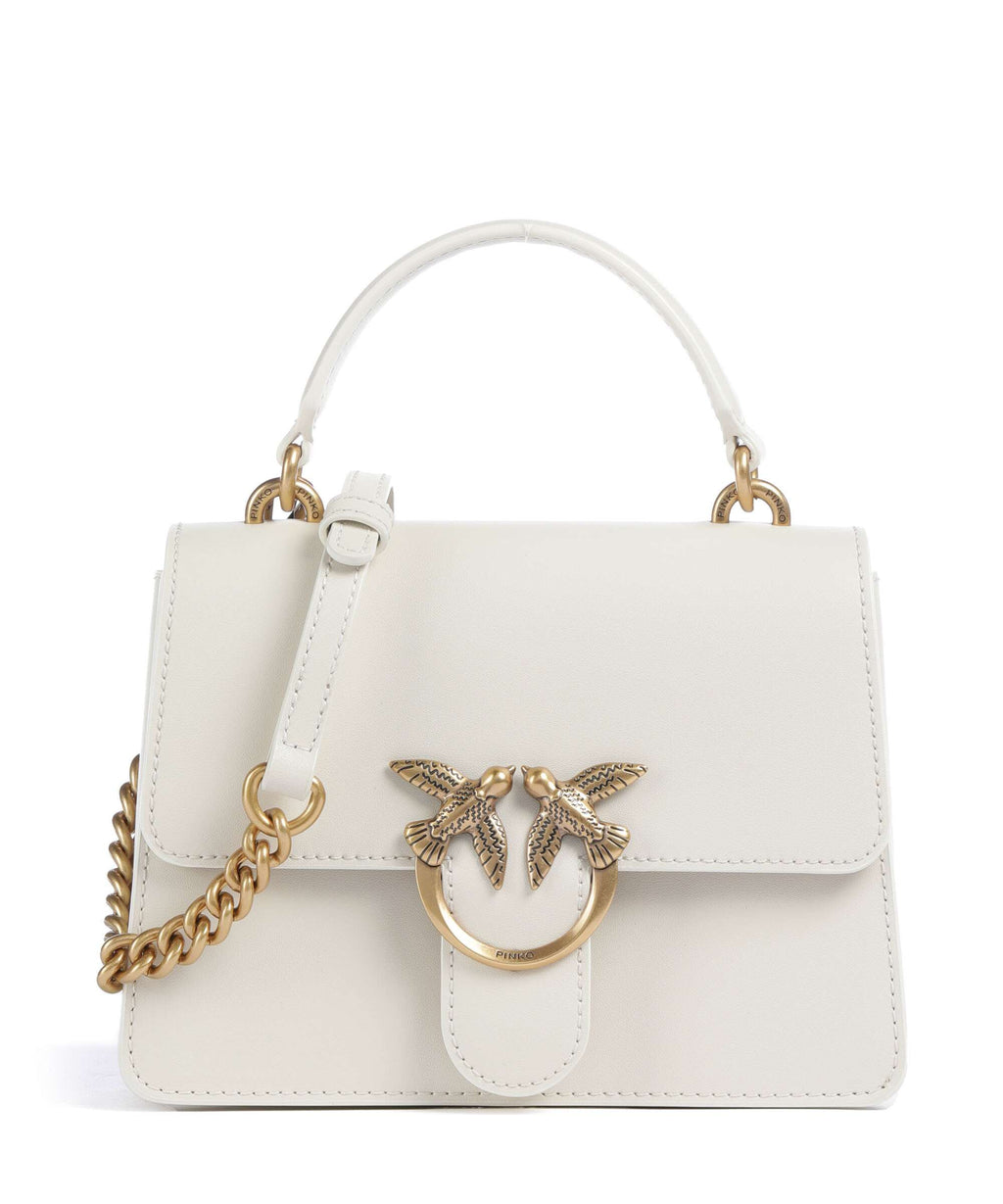 Pinko Love One Mini Crossbody bag bianco seta/antique gold