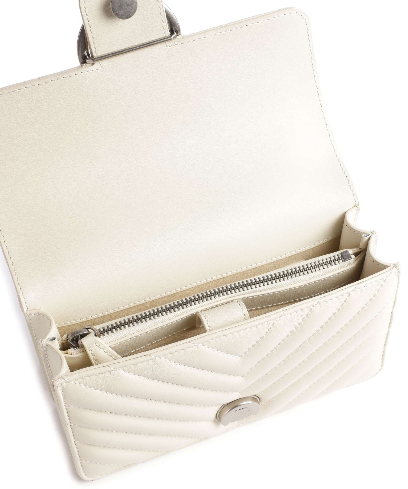 Pinko Love One Mini Shoulder bag bianco seta/old silver