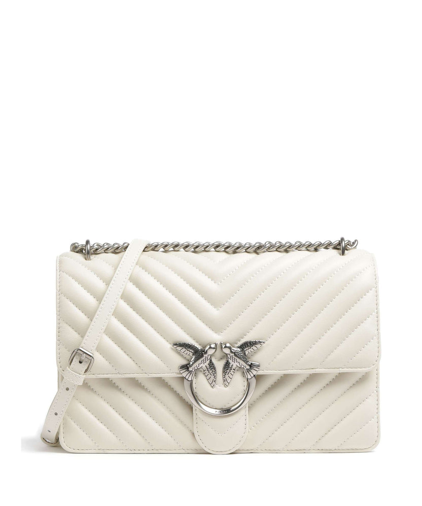 Pinko Love One Classic Shoulder bag bianco seta/old silver