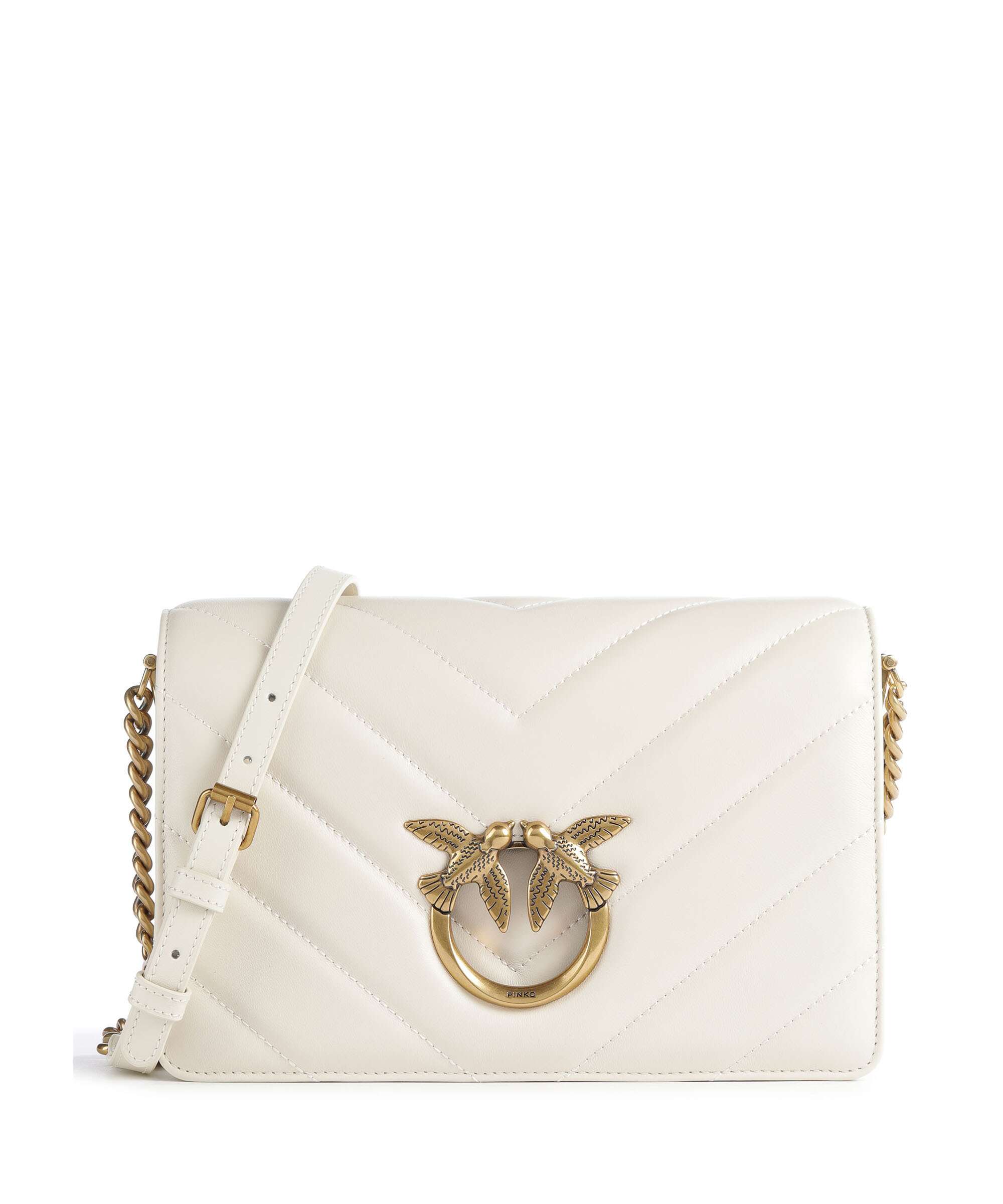 Pinko Love Click Classic Crossbody bag bianco seta/antique gold