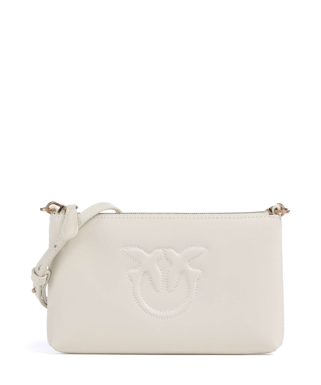 Pinko Flat Mini Crossbody bag bianco seta/antique gold
