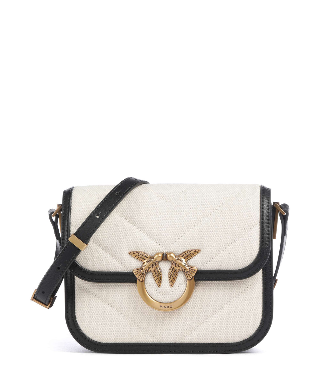 Pinko Love Box Mini Crossbody bag beige/navy stripes