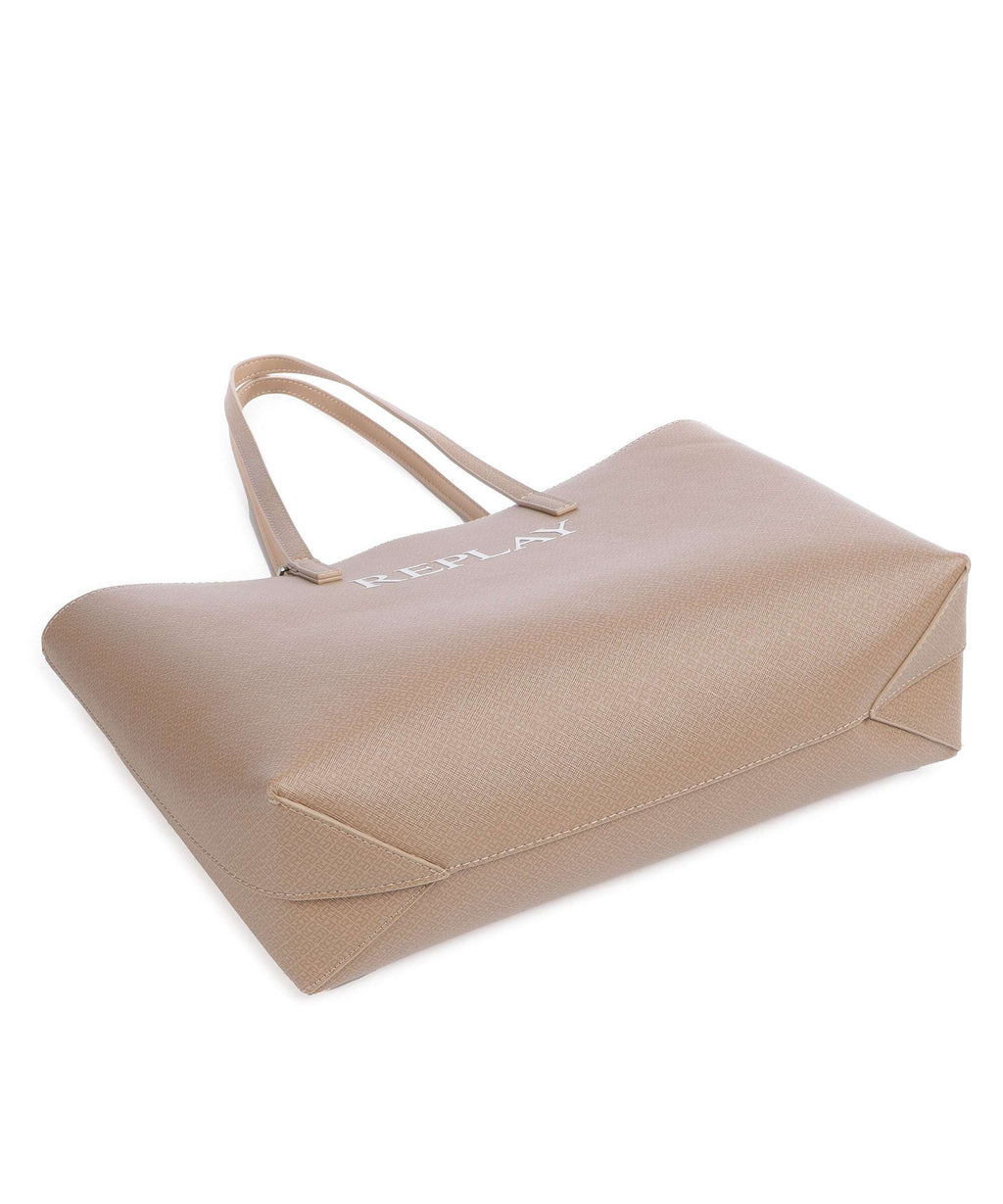 Replay Tote bag dirty pale beige/black