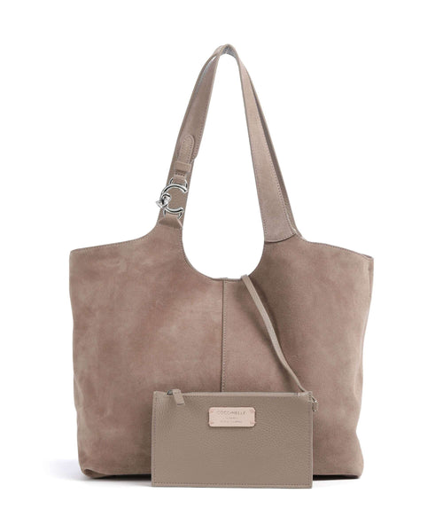 Coccinelle C-Easy Suede Hobo bag warm taupe