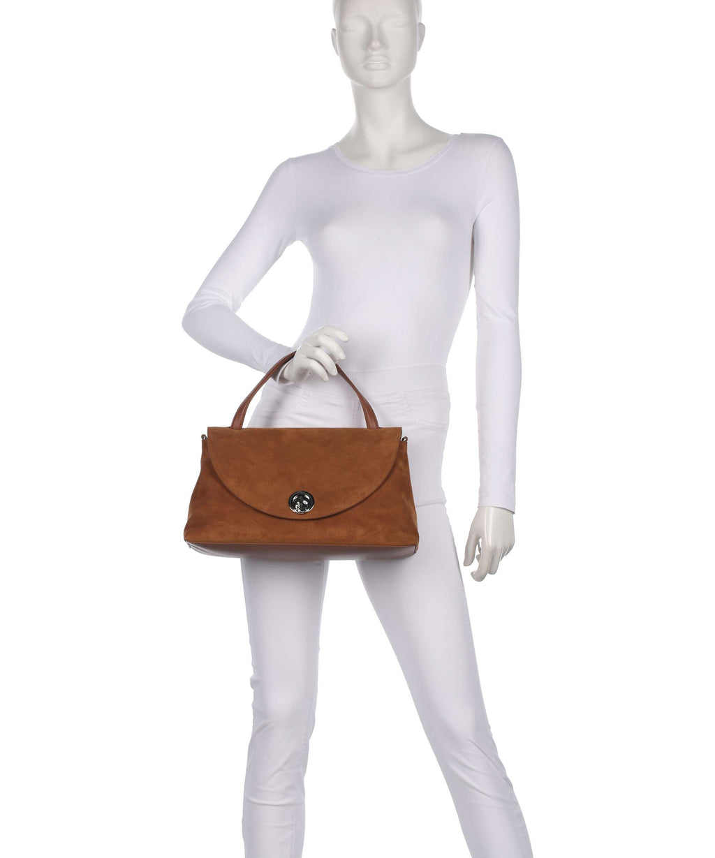 Coccinelle Nikla Suede Handbag cognac