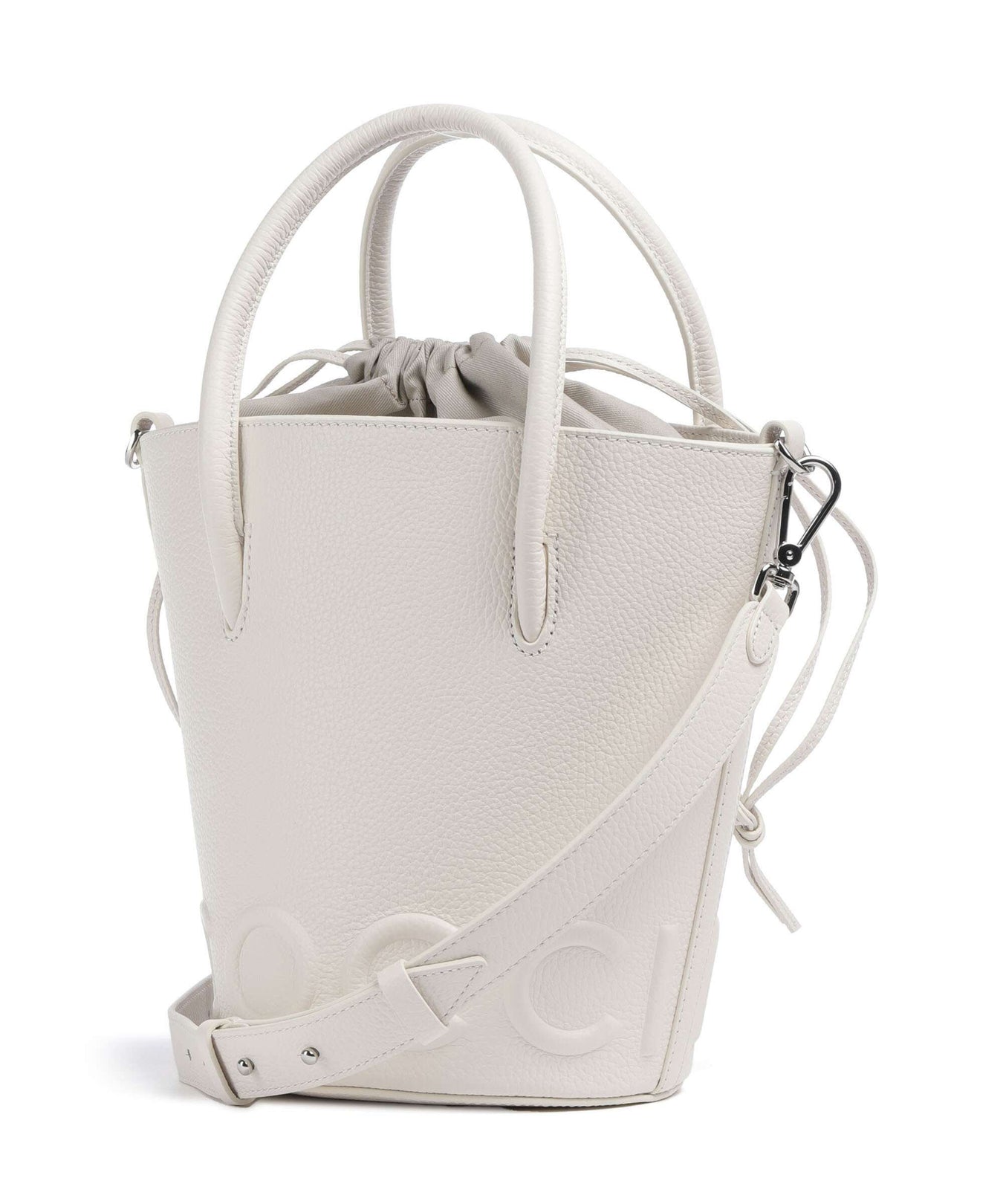 Coccinelle Myrtha Maxi Logo Bucket bag blanco